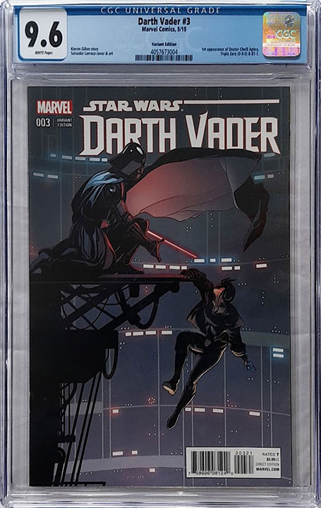 Star Wars: Darth Vader Vol 1 #3 Salvador Larroca Incentive Variant 1:25 CGC 9.6 NM Star Wars: Darth Vader Vol 1 #3 Salvador Larroca Incentive Variant 1:25 CGC 9.6 NM