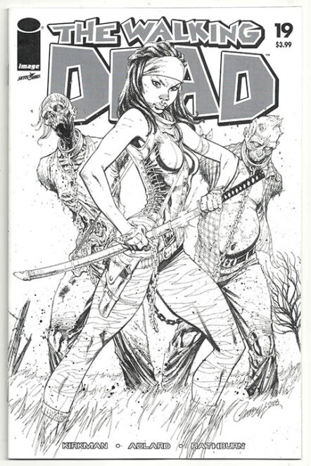 Walking Dead #19 15th Anniversary J. Scott Campbell Black & White Variant