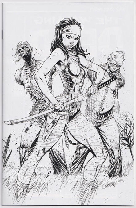 Walking Dead #19 15th Anniversary J. Scott Campbell Black & White Variant