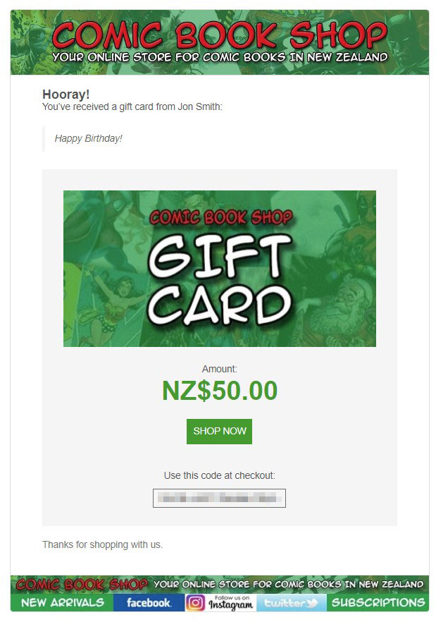 Gift Card Email