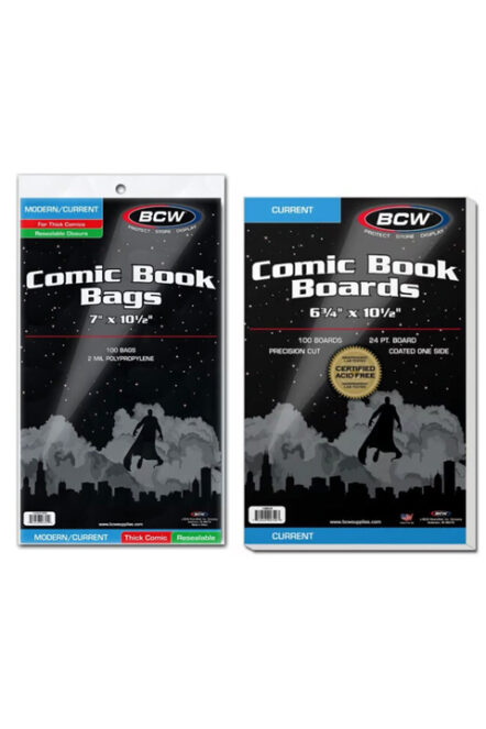 BCW Resealable Current / Modern Comic Bags - Thick + Boards Combo